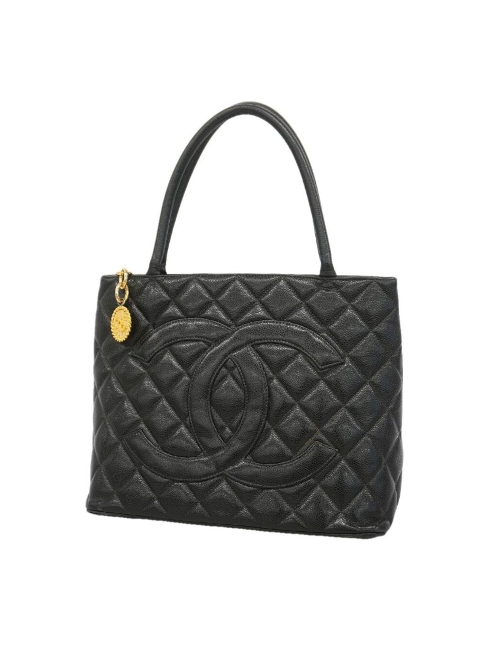 Chanel Tote Bag Reissue Caviar Leather Black Gold